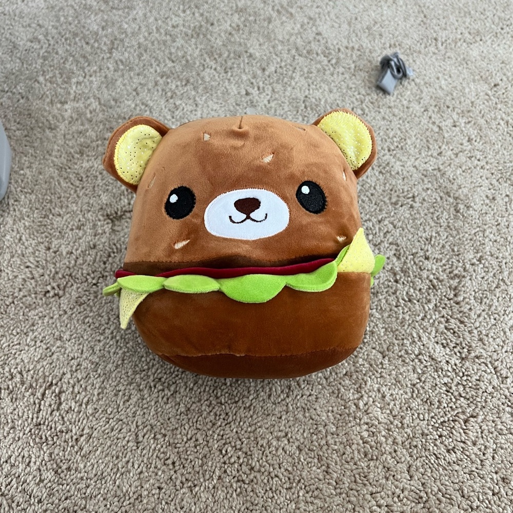 Squishmellow style Cheseburger Dog
